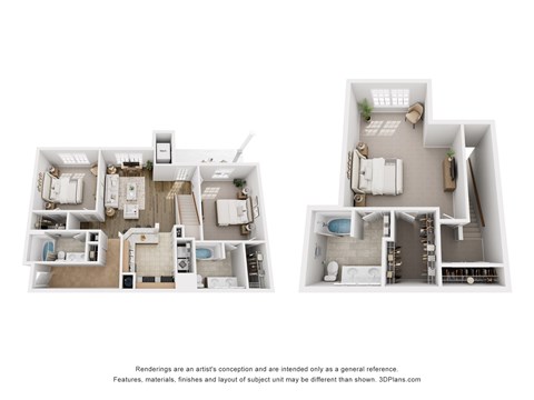 Floor plan for 3 beds, 3 baths, 1651 sqft